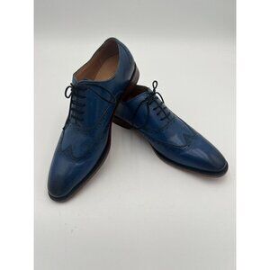 3DM Lifestyle Men's Leather Dress Shoes Sz 9 Handcrafted Blue Lace Up Rockabilly